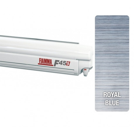 Store Fiamma F45 S 400 Boîtier: Polar White - toile : Royal Blue